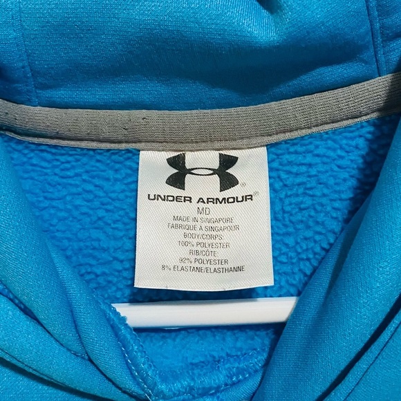 Under Armour Turquoise Blue Logo Hoodie Active Sweatshirt M - Picture 5 of 5